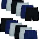 Hanes Men's Underwear Boxer Briefs Pack, Cotton ComfortSoft Boxer Brief for Men, Moisture-Wicking Breathable, Multipack, 12 Pcs, M, Gray Black Navy