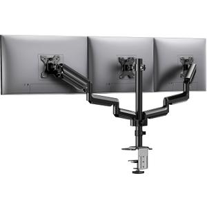 HUANUO Triple Monitor Mount for 13-27 inch Computer Screens, 3 Monitor Desk Mount with Gas Springcore Arm Holds 17.6lbs, Triple Monitors Stand with Tilt, Swivel, Rotation, VESA 75x75, 100x100mm