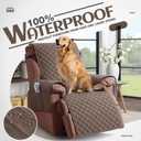 KinCam 100% Waterproof Recliner Chair Cover, Reclining Couch Covers for Pets, Dogs, Recliner Couch Slipcover Furniture Protector with Elastic Straps for Kids(23.6", Brown)