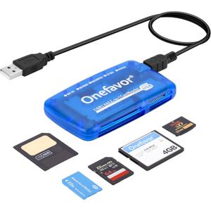 SmartMedia Cards Reader Writer, All-in-1 USB Universal Multi Card Adapter Slim Hub Read Smart Media SD, XD, CF, MMC, MS Pro Duo, Camera Flash Memory Cards Reader for Windows, Mac, Linux