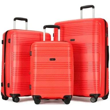 GinzaTravel Luggage Sets 2 Piece,Hardside Expandable Luggage Sets,Large Suitcases with Wheels TSA Lock,Red, PP-7019ET
