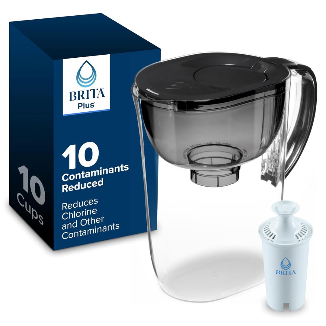 Brita Large 10 Cup Water Filter Pitcher, 1 BritaPlus Filter, Everyday, Black (Package May Vary) (Dispenser)