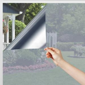 Volcanics One Way Window Privacy Film Sun Blocking Window Tinting Film for Home Heat Control Mirror Tint Film Static Cling Reflective Solar Window Film 23.6 x 78.7 Inches, Black Silver