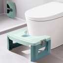 Wayona Foldable Toilet Stool for Adult 7 inch, Wide Squatting Potty with Freshener Space, Plastic Folding Pooping Stool, Collapsible Poop Foot Step Stool Bathroom Toilet Assistance Steps, Blue