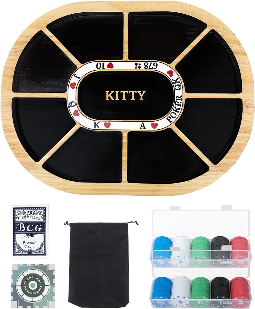 Michigan Rummy Board Game Deluxe Set: Wooden Michigan Rummy Game Board, with 200 Pcs Chips, 1 Deck of Poker,1 Storage Bag, 1 Manual. The Perfect Blend of Rummy and Poker, Perfect for Family Game Night