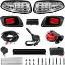 KAKSEY Deluxe Golf Cart LED Headlight Tail Light Kits Fit for EZGO RXV 2016 +, 12V Street Legal Golf Cart Lights Kit with Turn Signals Kits, Brake Lights, Horn
