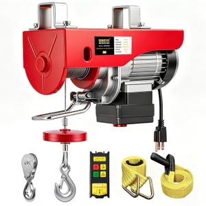 Electric Hoist 440LBS Wireless Remote, Single/Double Cable, Winch with Emergency Stop