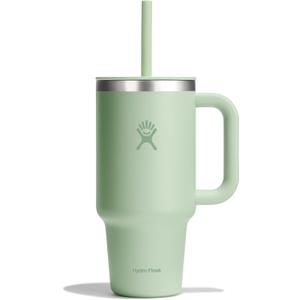 Hydro Flask 32 Oz Travel Tumbler with Handle, Lid and Straw - Insulated Stainless Steel in 32 Oz Aloe Green