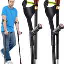 Geiserailie 2 Pcs Forearm Crutches for Adults, Folding Forearm Crutches Lightweight and Adjustable with Rubber Grips for Comfortable Grip, Aluminum Cane with Cuffs for Walking, Black