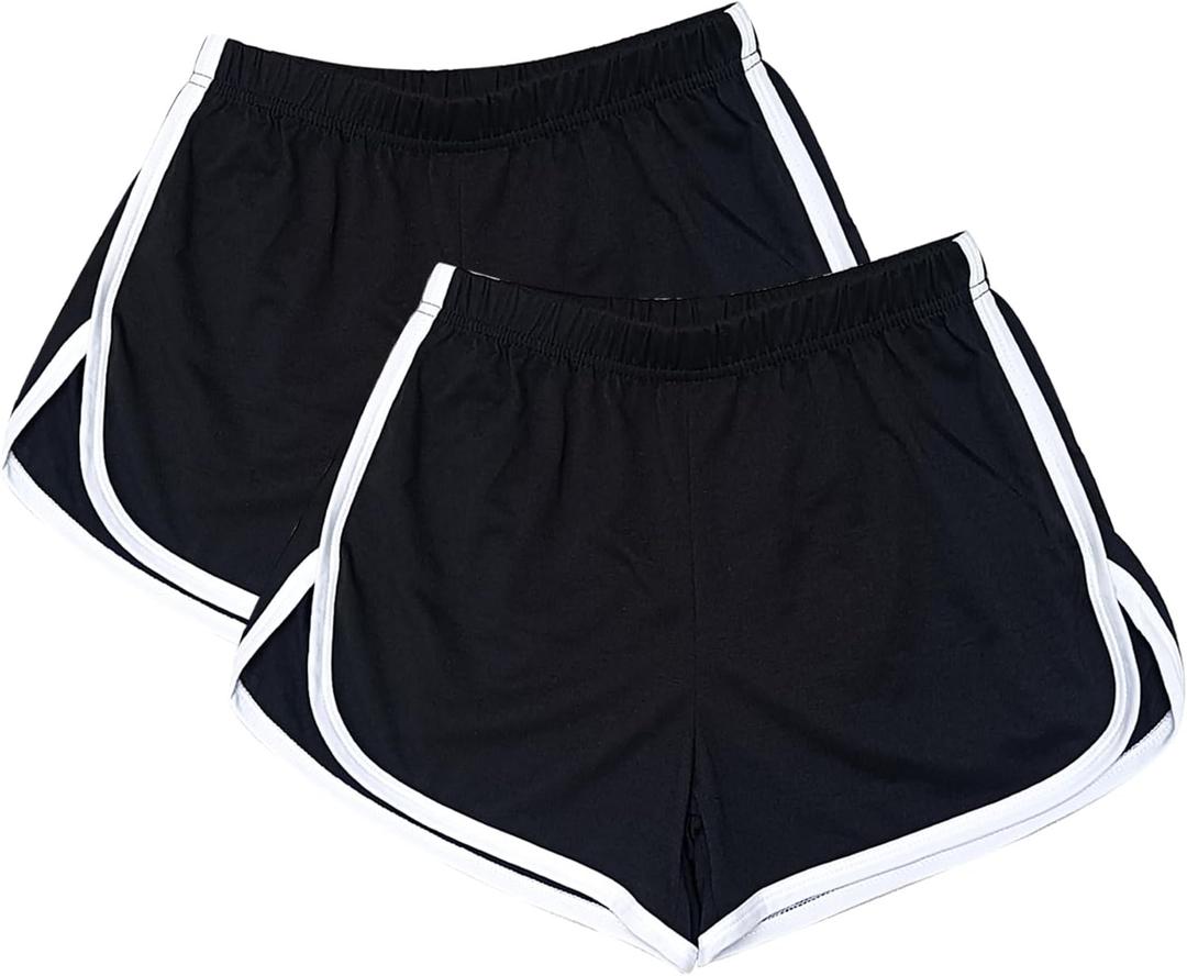 Cameway 2 Pack Women Cotton Running Athletic Shorts Gym Yoga Summer Active Dance Shorts Pants, XL