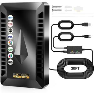 2800+ Miles Range Strongest TV Antenna,Digital Antenna for Smart TV Indoor Outdoor with Amplifier, Antennas for Local Channels Support Smart/Older TVs, 360 Reception for 1080p 4K 8K-30FT Long Cable