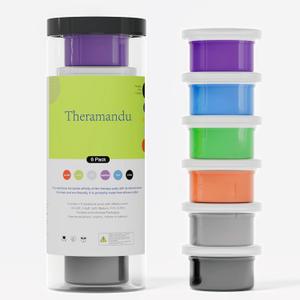 6 Pack Theramandu Therapy Putty Kit, Hand Strengthening and Sensory Therapy Putty for Exercise & Stress Relief, Therapy Putty for Kids and Adults, 6 Different Resistances, 3 Ounces of Each Putty
