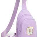 Viverte Small Corduroy Sling Bag Initial Crossbody Bag Fanny Pack for Girls Personalized Birthday Gifts for Teen Girls Gifts (Lavender)