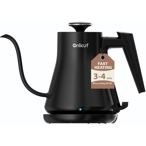 Gooseneck Electric Kettle 0.8L - Matte Black Tea Kettle with Auto Shut Off, Boil-Dry Protection & BPA-Free, Precision Electric Water Kettle for Pour Over Coffee