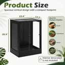 PROLEE 24" x 18" x 36" Tall Reptile Terrarium, 65 Gallon Glass Chameleon Cage, Vertical Crested Gecko Tank with Ventilated Mesh Top, Front Opening Rainforest Habitat, Black