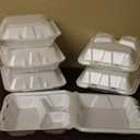 Foam Hinged Lid Carryout Containers Large, Three Compartment w/ Optional Lid Vents 9" X 9" X 3-1/4"