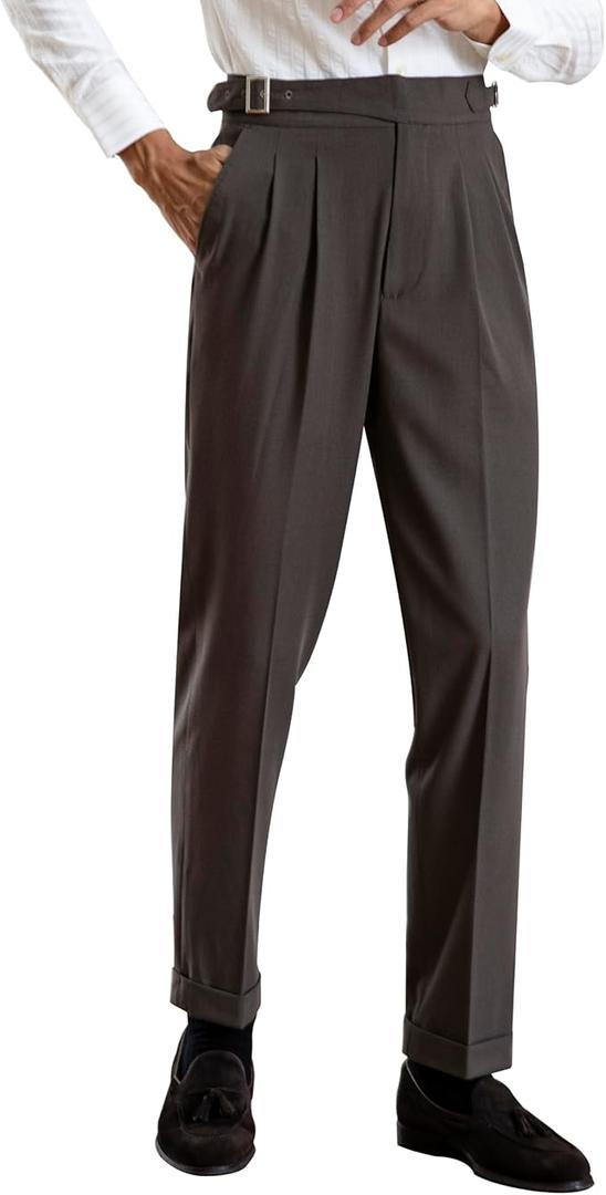 Men's Classic Gurkha Naples Italian Spring/Summer Thin Collection Old Money Style Pants Dress Pants Size: 29W x 31L