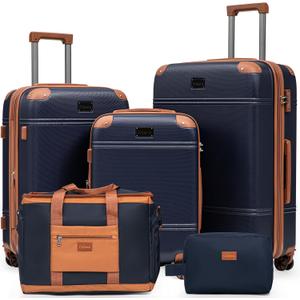 Expandable Luggage Sets 5 Piece with Detachable Spinner Wheels and TSA Lock,ABS Hard Case Suitcases with Wheels,Carry On Luggage Set