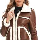 Women's Faux Shearing Moto Jacket Thick Fur Lined Coat Sherpa Leather Jacket