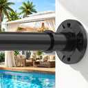 Tension Curtain Rod Extra Long Outdoor Curtain Rod Black Shower Curtain Rods No Drilling 31-168 In（2.58-14Ft）Adjustable Spring Tension Rods Heavy Duty for Bathroom Patio Window Rust Proof