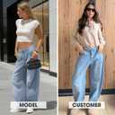 EXLURA Womens Barrel Jeans Wide Leg Y2K Boyfriend Denim Pants Hip Hop Vintage Baggy Jeans Cotton Mid-Low Elastic Waist Pants (M)