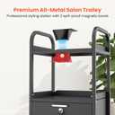 TASALON Metal Salon Trolley Cart with Wheels & Lockable Drawers 4-Tier Hair Stylist Rolling Tray Cart, Barber & Esthetician Station Organizer, Beauty Salon Equipment & Spa Storage Cabinet