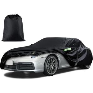 Car Cover Custom Fit for 1998-2025 Porsche 911 (991/992/996/997 Series) Carrera 4S/Turbo/Carrera, Waterproof All Weather Full Exterior Cover Rain Sun Protector with Door Zipper