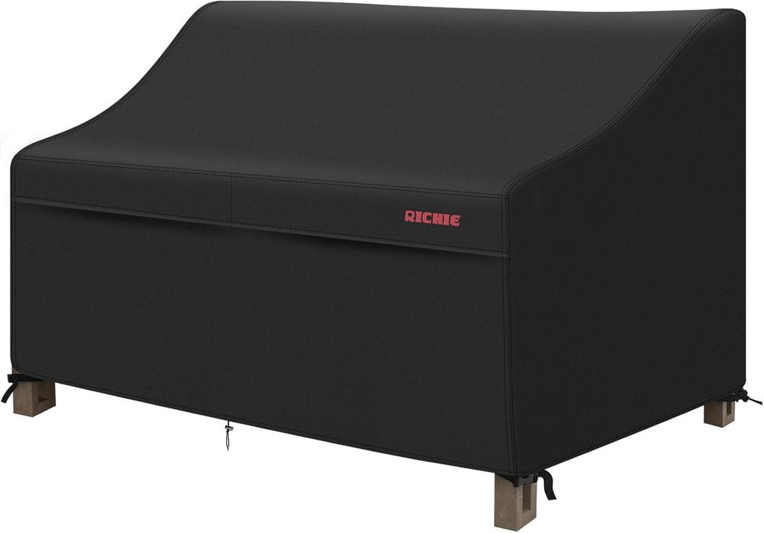 RICHIE Waterproof Patio Sofa Cover 2-Seater - Outdoor Furniture Covers for Loveseat/Couch with Air Vents & Handles, 52"W*30"D*31"H, Black