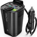 150W Car Power Inverter, 12V DC to 110V AC Car Plug Adapter Outlet Converter, with 2 AC Outlets, A 18W USB A and Dual 30W PD Car Charger, for Laptop Computer - Black