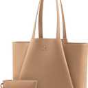 LOVEVOOK Laptop Tote for Women - 15.6 Inch Faux Leather Laptop Bag with Clutch, Large Capacity Office Purse Computer