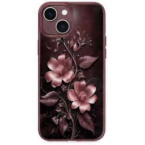 Compatible with iPhone 15 Plus Case,Glossy Case All-Round Protection Shockproof Anti-Scratches TPU Cover,Cases for Man Woman- Pink Flower Stained Glass