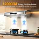 Under Cabinet Range Hood 30 Inch, 1200 CFM, 4-Speed Kitchen Hood, 30 Stainless Steel Kitchen Stove Vent Hoods 30 Inch with 2 LED Lights Standard
