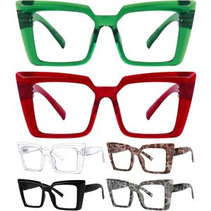 Eyekepper Oversize Metalless Screwless Spring Hinge Reading Glasses for Women - 6 Pack Large Frame Readers +1.00