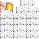 30 Pcs Mini Plastic Beer Mugs, 1 oz Clear Plastic Shot Glasses with Handles, Reusable Beer Stein Tasting Glasses for Drinking, Festival, Party, BBQ