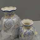 2 Pcs Blue and White Vintage Vase Chinoiserie Floral Vase 9.5'', 6'' Rustic Ceramic Vases for Home Decors, Living Room, Bookshelf, Office, Grand Millennial Decor, Chinoiserie Decors