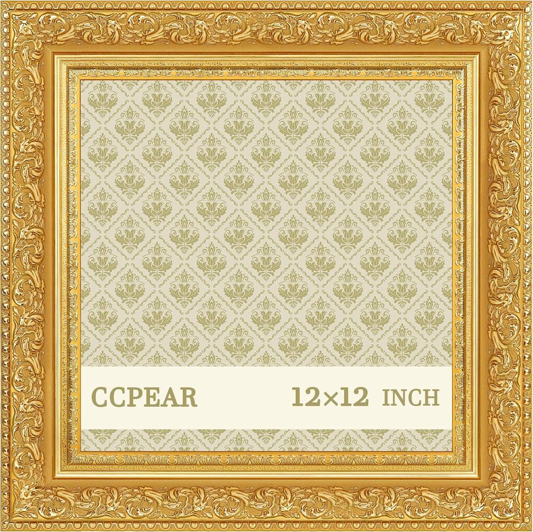 12x12 Vintage Picture Frame Gold,Antique Frame 2inch Wide Line