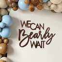 We Can Bearly Wait Sign for Backdrop - Teddy Bear Themed Baby Party Banner Boy Girl Baby Shower Gender Reveal 1st Birthday Felt Letter Wall Decor Photography Background - Brown