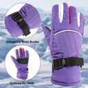 Kids Snow Gloves for Skiing Kids Mitten Winter Waterproof Girls and Boys Snow Gloves for Winter Cold Weather (Purple)