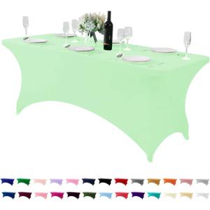 Spandex Table Cover for 6Ft Table Universal Fitted Stretch Tablecloth for Party, Banquet, Wedding and Events-Mint