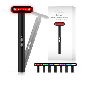 Led-Light-Therapy, 7 Color Face Skincare Wand with Facial Massager LED Face Skin Rejuvenation for Face & Neck & Eye Skincare Equipment Red Light Wand