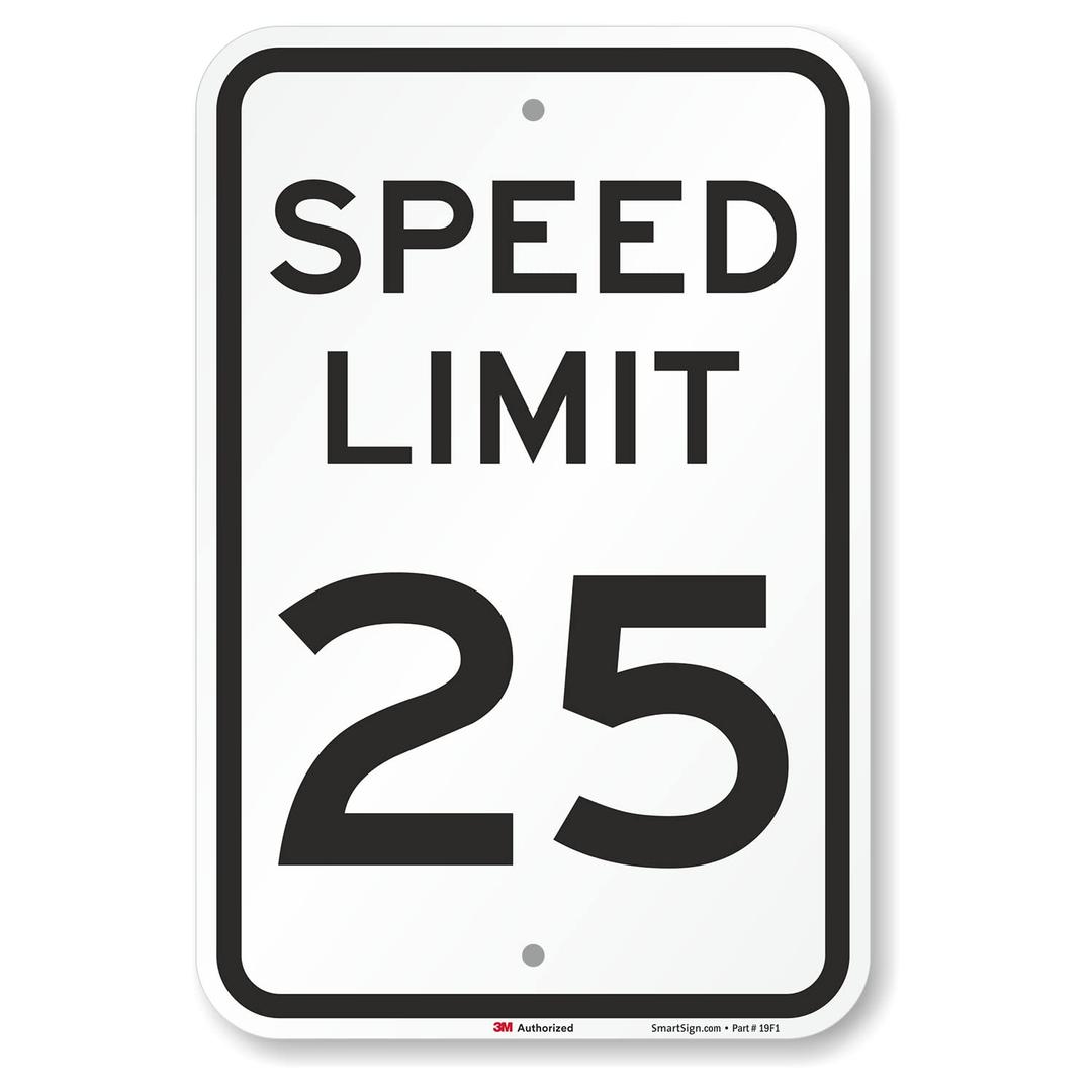 SmartSign 18 x 12 inch Speed Limit 25 Metal Sign, 63 mil Aluminum, 3M Laminated Engineer Grade Reflective Material, Black and White, Made in USA