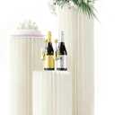 3 Pack Portable White Cylinder Stands for Party, 31.5", 23.6", 15.7" Height Foldable Cardboard Tall Cake Pedestal Stand Flower Floral Pillar Table Stand, cilindros para fiestas redondos blancos for Wedding Parties