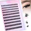 Zegaine Self Adhesive Eyelashes Natural Self Adhesive Lash Clusters Wispy Pre Glued Eyelash Clusters Clear Band C-Curly Pestaas Postizas Naturales Wispy Glueless Lashes No Glue Needed 10-14MM