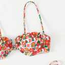 WDIRARA Women's Floral Print Underwired Tie Side 2 Piece Bikini Set Cute Swimsuit (S)