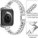 BAITEYOU Narrow Metal Band Compatible with Apple Watch Bands 38mm 40mm 41mm 42mm 44mm 45mm 46mm 49mm (Series 11 10 9 8 7 6 5 4 3 2 1 SE Ultra), Dressy Thin Stainless Steel iWatch Bands for Women
