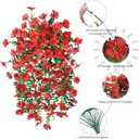 HyeFlora Artificial Hanging Flowers for Outdoors Decoration, 2Pcs Red Fake Spring Summer Decor, Realistic Plants, UV & Fading Resistant Flower for Porch Patio Balcony Planter Yard Home Garland