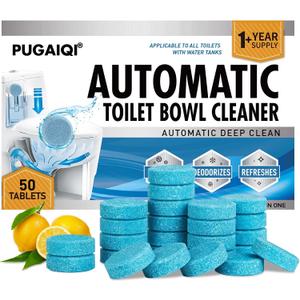 Toilet Bowl Cleaner Tablets Blue Toilet Tank Cleaners, Septic-Safe Hard Water Stain Remove, Automatic Toilet Cleaning & Deodorizer Effervescent Stain & Odor Remover Bathroom Fresh Scent 50 Tabs LLL