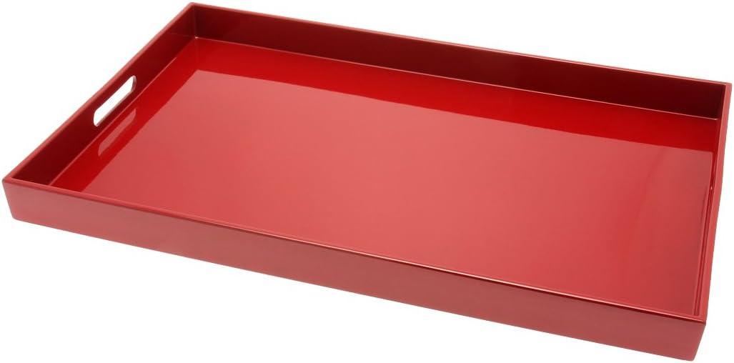 Kotobuki Rectangular Lacquer Serving Tray, 18-3/4-Inch, Red