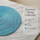 AHHFSMEI Round Braided Placemats Set of 6 Woven Table Mats for Dining Table Heat Resistant Easy to Clean Perfect for Kitchen & Home Decor (Silver Blue)