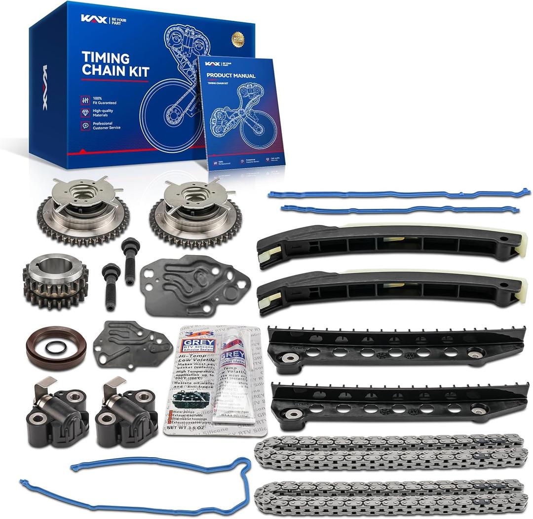 KAX Timing Chain Kit W/Sprocket & Tensioner Compatible with Ford F-150 2004-2010, F-350 Super Duty/Expedition 2005-2010, F-150 Heritage 2004, Lincoln Mark LT 2006-2008, Navigator 2005-2013 (3R2Z 6A257-DA2)